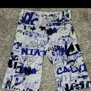 Calvin Klein Graphic Bike Shorts - Blue and White